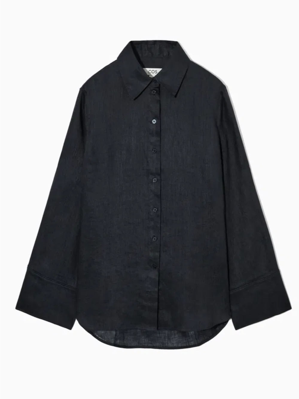 COS Linen Black Oversized Button-Up Shirt - Picture 6 of 15